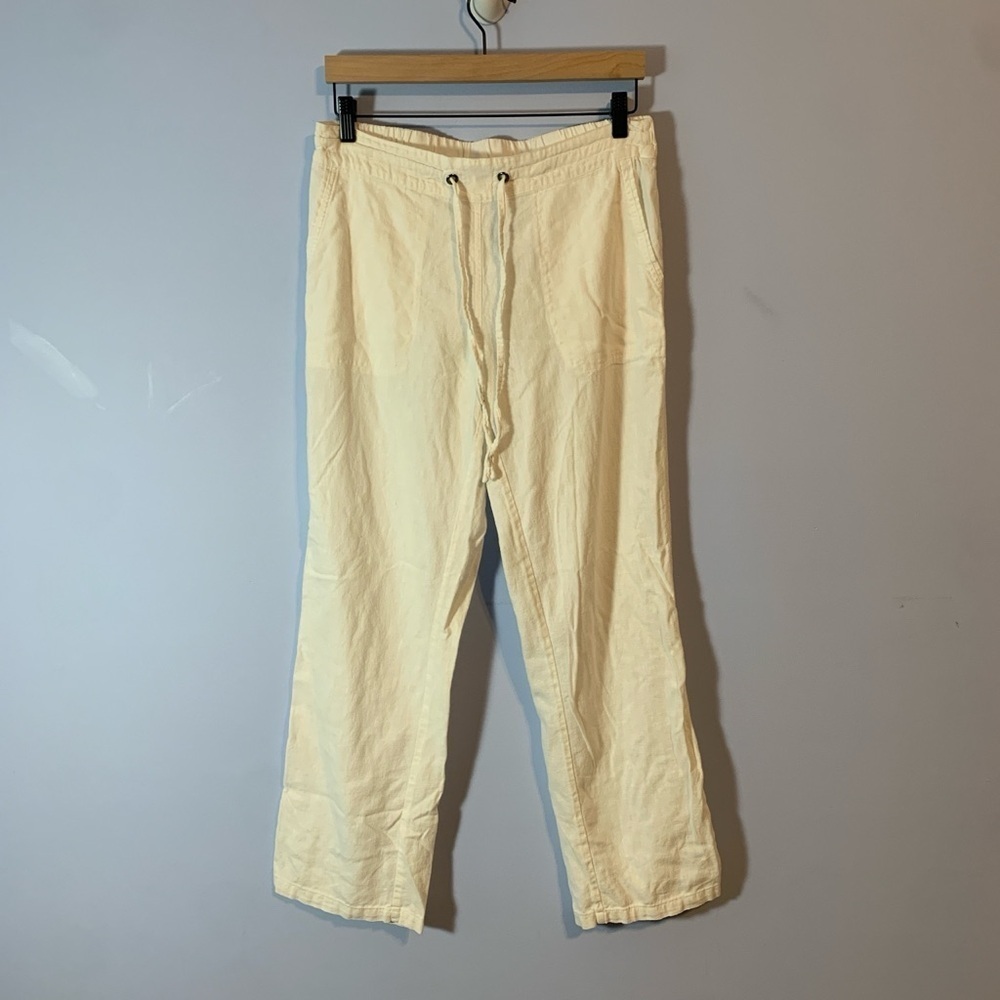 Forcynthia white pull on linen blend pants size 6 casual beach resort easy